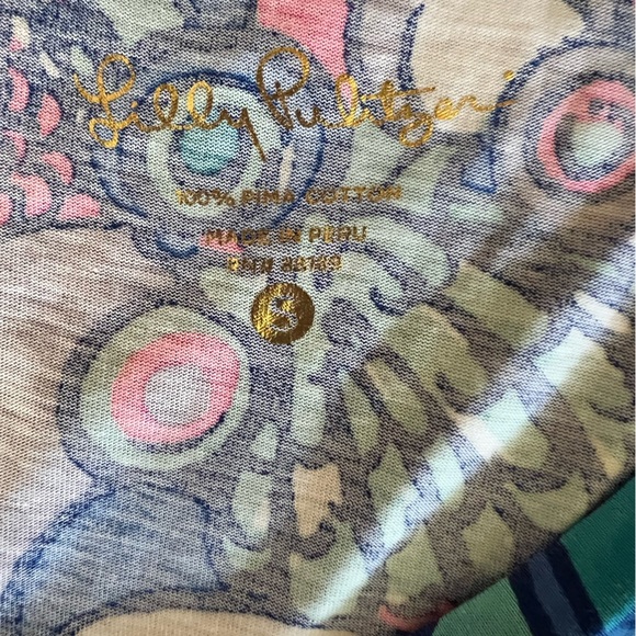 Lilly Pulitzer Pima Cotton Linden Dress "Sea Jewels" 3/4 Sleeves, Blue/Pink, S - Picture 3 of 7